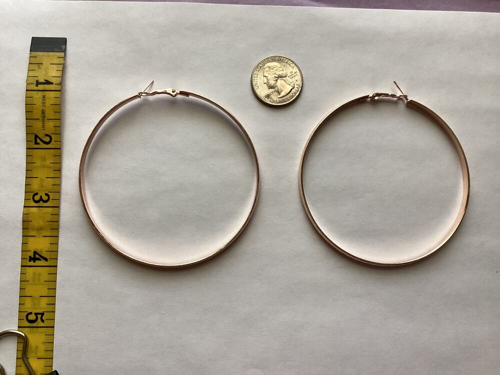 4012a NWOP 3" Vintage Rosegold Brushed Frosted Hoop Earrings